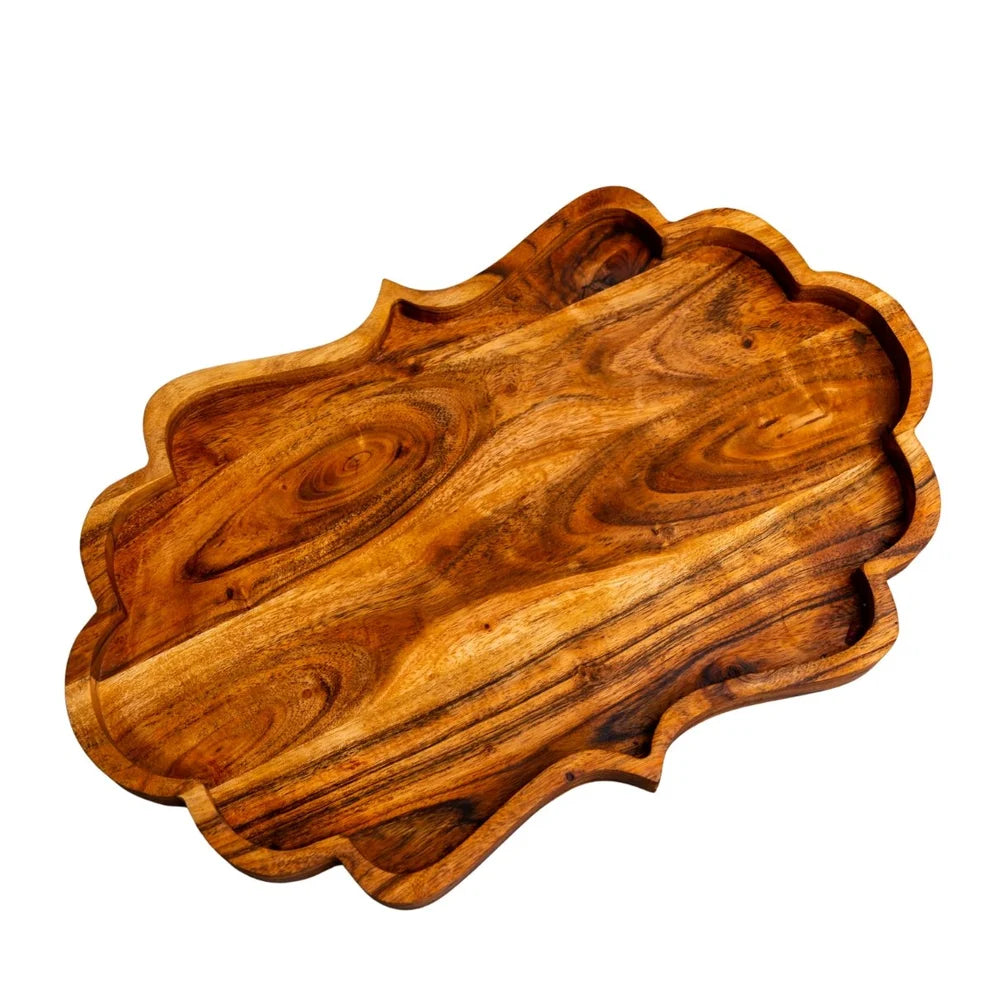 Floral Edge Wooden Serving Tray