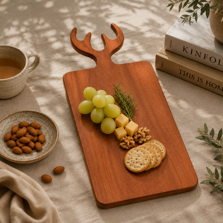 Deer Antler Wooden Serving Board