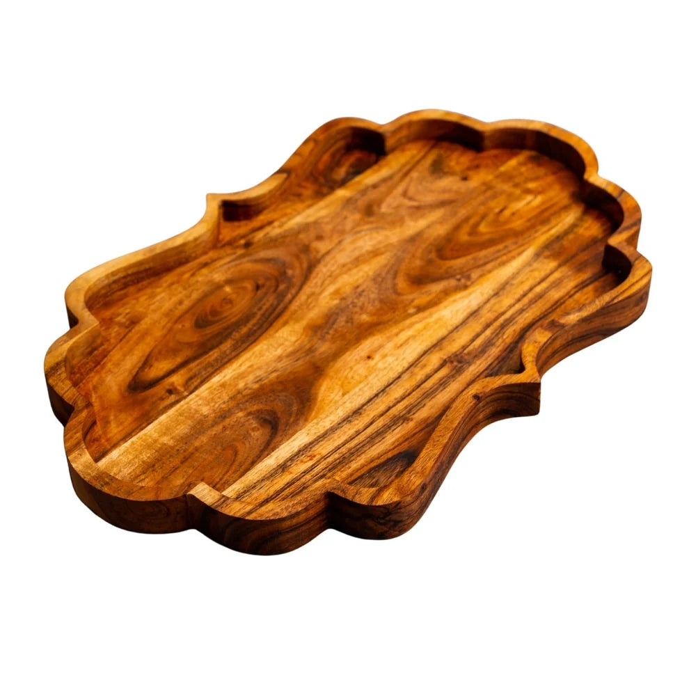 Floral Edge Wooden Serving Tray