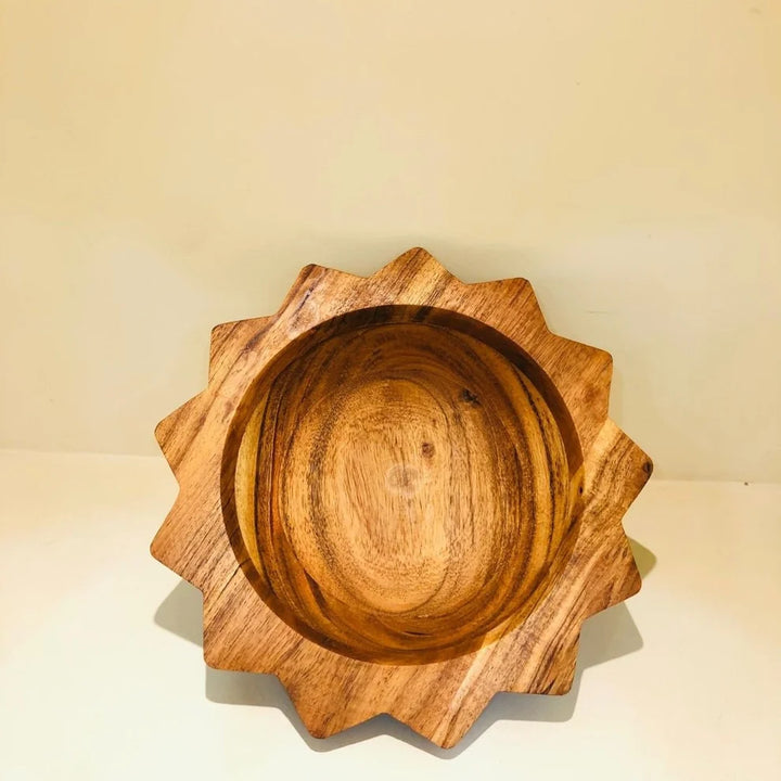 Sunburst Wooden Serving Bowl Platter