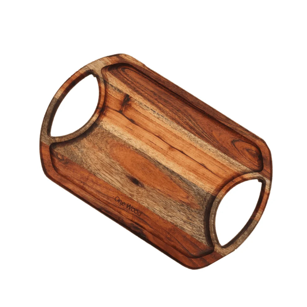 Classic Wooden Serving Tray with Handles